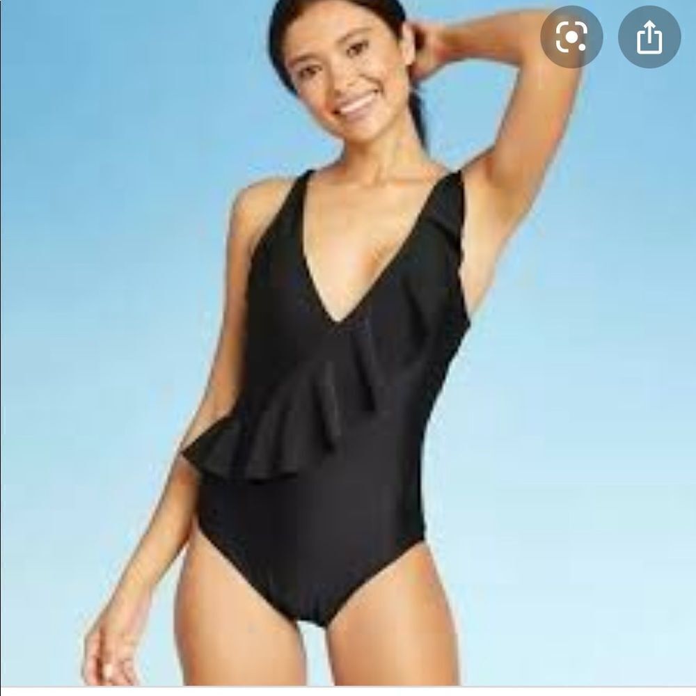 Kona Sol Ruffle One piece Swimsuit New